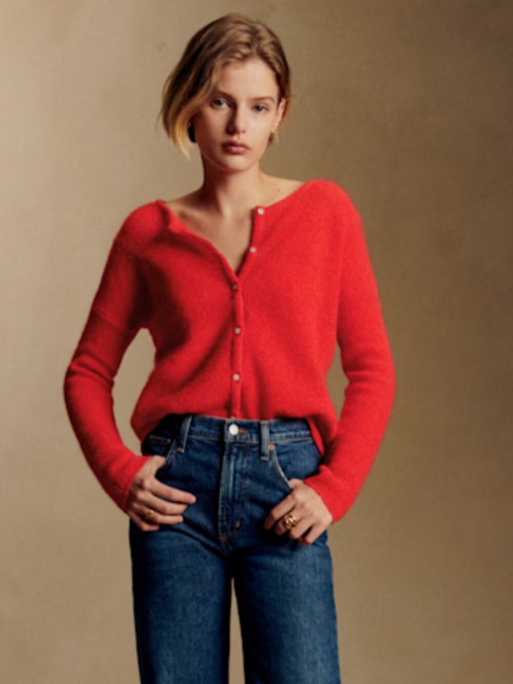 Red Gaspard Cardigan NWT